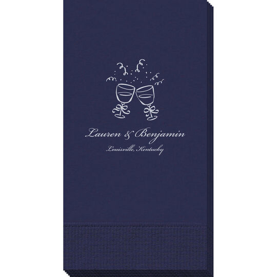 Toasting Wine Glasses Guest Towels